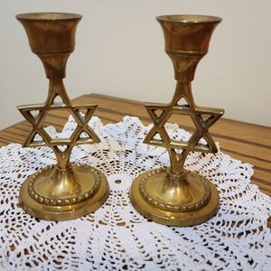 Brass Star of David Candle Stick holders
